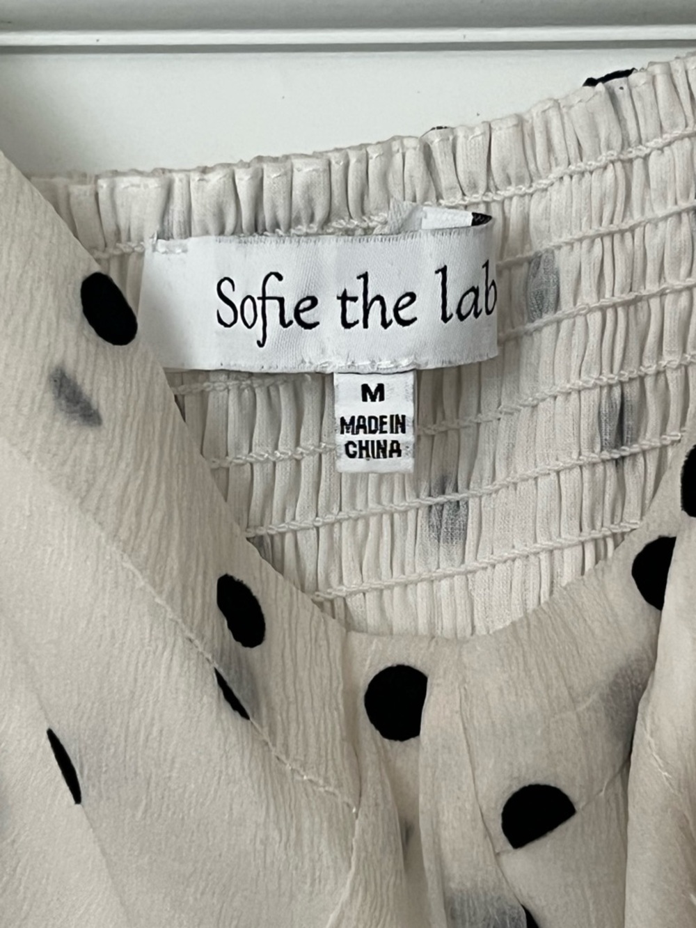 Sofie the Label - Cream/Black Polka Dot Tiered Midi Dress with BowTie Straps szM - Picture 5 of 7